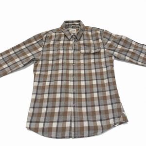 prAna Flannel Shirt Men's‎ Large Button Up Plaid Slim Fit Organic Cotton Casual